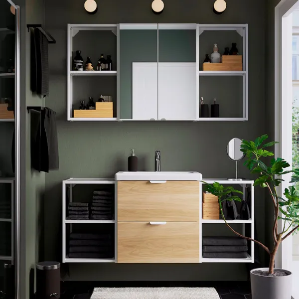 Seturi mobilă de baie Ikea Enhet/Tvallen/Brogrund PAL / White photo 10