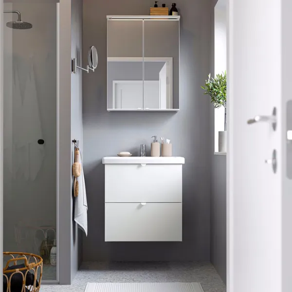 Seturi mobilă de baie Ikea Enhet/Tvallen/Pilkan Oțel / White photo 4 Seturi mobilă de baie Ikea Enhet/Tvallen/Pilkan Oțel / White photo 4