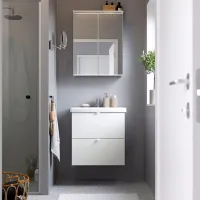 Seturi mobilă de baie Ikea Enhet/Tvallen/Pilkan Oțel / White photo 4