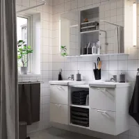Наборы мебели для ванной комнаты Ikea Enhet/Tvallen/Pilkan Сталь / White photo 4