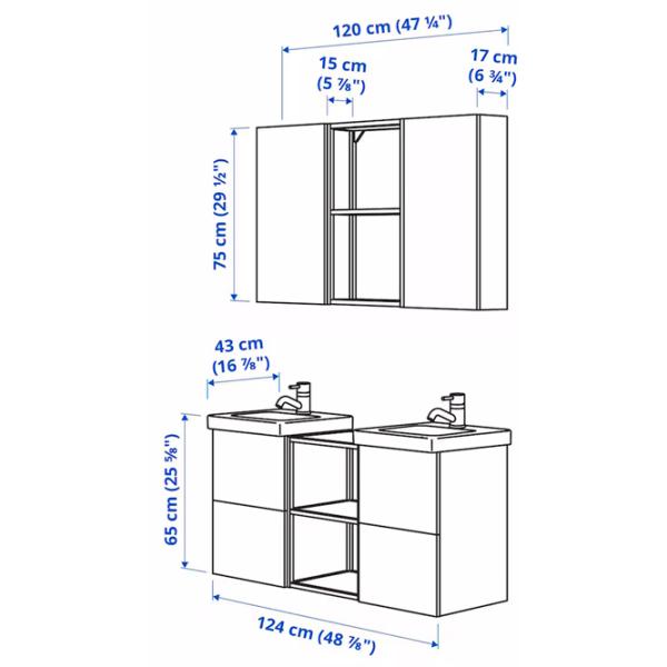 Seturi mobilă de baie Ikea Enhet/Tvallen/Pilkan Oțel / White photo 6 Seturi mobilă de baie Ikea Enhet/Tvallen/Pilkan Oțel / White photo 6
