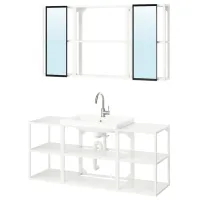 Seturi mobilă de baie Ikea Enhet/Tvallen/Glypen Oțel / White