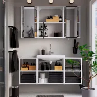 Наборы мебели для ванной комнаты Ikea Enhet/Tvallen/Glypen Сталь / White photo 8