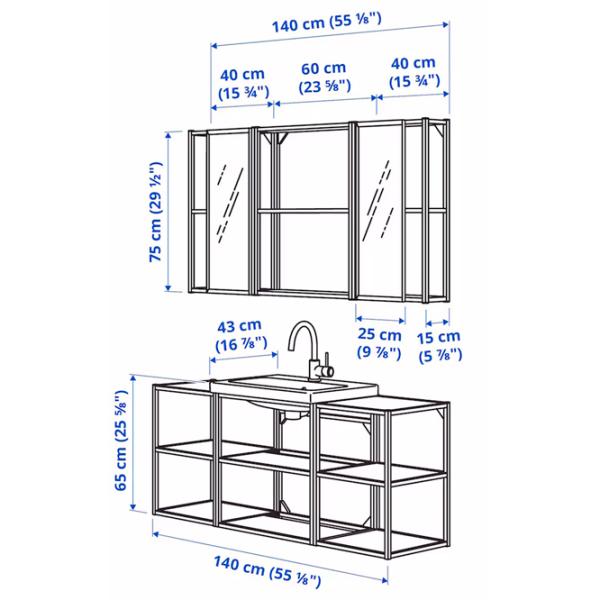 Наборы мебели для ванной комнаты Ikea Enhet/Tvallen/Glypen Сталь / White photo 16 Наборы мебели для ванной комнаты Ikea Enhet/Tvallen/Glypen Сталь / White photo 16