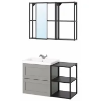 Наборы мебели для ванной комнаты Ikea Enhet/Tvallen/Rannilen Сталь / Black