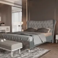 Кровать Dogtas Lorenta 160 x 200 см / Массив / Светло-серый