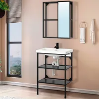 Seturi mobilă de baie Ikea Enhet/Tvallen/Saljen Oțel / Antracit photo 6