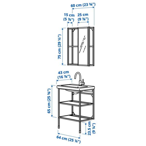 Наборы мебели для ванной комнаты Ikea Enhet/Tvallen/Saljen Сталь / Antracit photo 10