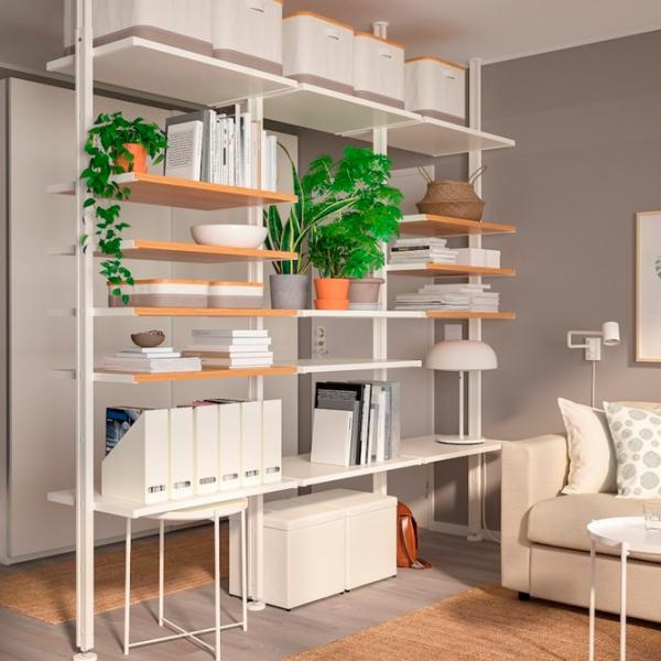 Стеллаж Ikea Elvarli 222 x 258 x 51см cm / Бамбук / White photo 2