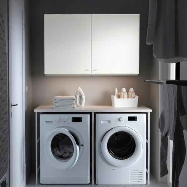 Наборы мебели для ванной комнаты Ikea Enhet/Hemtrask Сталь / White photo 3