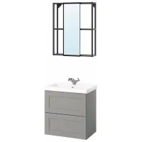 Наборы мебели для ванной комнаты Ikea Enhet/Tvallen/Runskar Сталь / Black