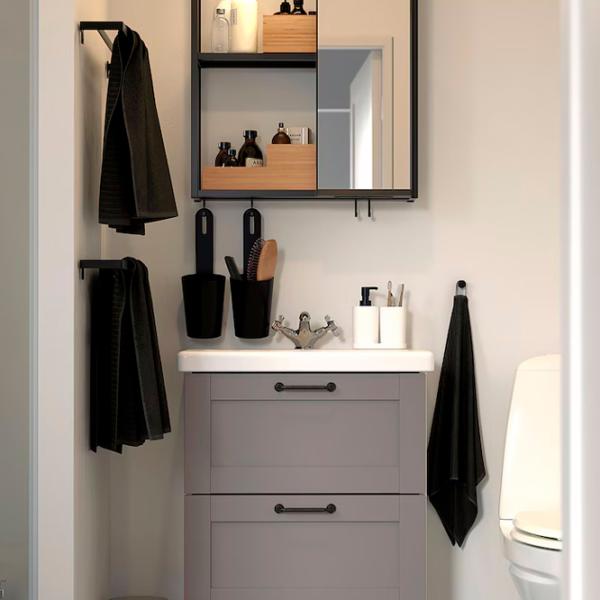 Наборы мебели для ванной комнаты Ikea Enhet/Tvallen/Runskar Сталь / Black photo 10 Наборы мебели для ванной комнаты Ikea Enhet/Tvallen/Runskar Сталь / Black photo 10