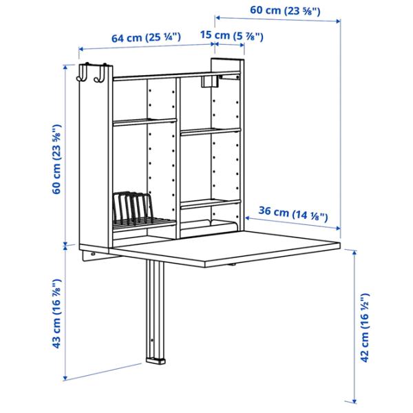 Masă de bucătărie fixă Ikea Norberg PAL/ White photo 8