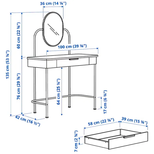 Туалетный столик Ikea Grafjallet ЛДСП / White photo 6