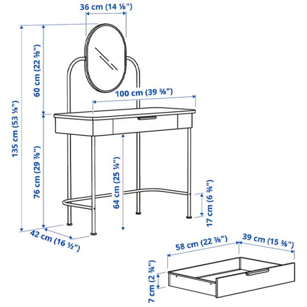 Туалетный столик Ikea Grafjallet ЛДСП / White photo 6