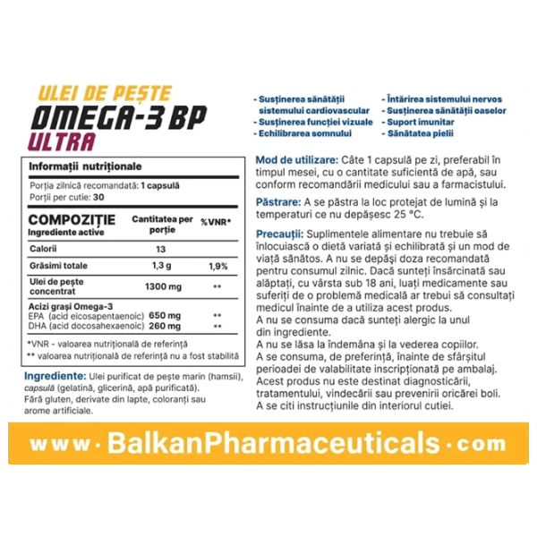 Vitamine și minerale Balkan Pharmaceuticals Omega 3 ULTRA (4840982012549) 30 photo 2 Vitamine și minerale Balkan Pharmaceuticals Omega 3 ULTRA (4840982012549) 30 photo 2