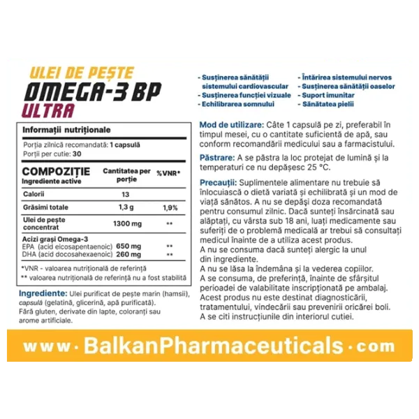 Vitamine și minerale Balkan Pharmaceuticals Omega 3 ULTRA (4840982012549) 30 photo 3 Vitamine și minerale Balkan Pharmaceuticals Omega 3 ULTRA (4840982012549) 30 photo 3