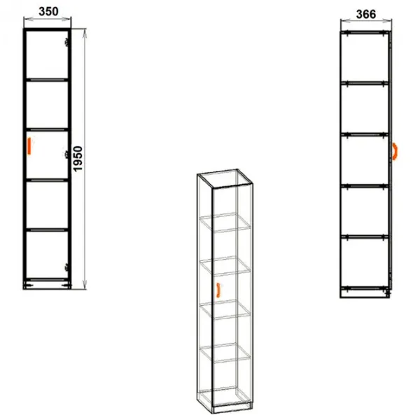 Dulap KompaniT КШ-8 35 x 36.6 x 195 / PAL / Nimfeia Alb photo 2