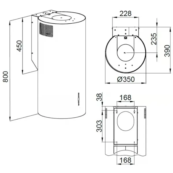 Hotă Backer Nona ELB W8035 Insulă/ White/ Gray photo 4