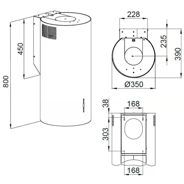 Hotă Backer Nona ELB W8035 Insulă/ White/ Gray photo 4