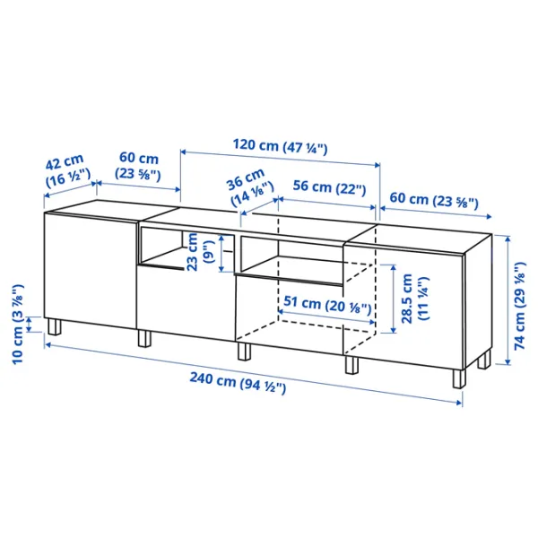 Тумба под телевизор Ikea Besta 74 x 240 x 42см / ДСП photo 3 Тумба под телевизор Ikea Besta 74 x 240 x 42см / ДСП photo 3