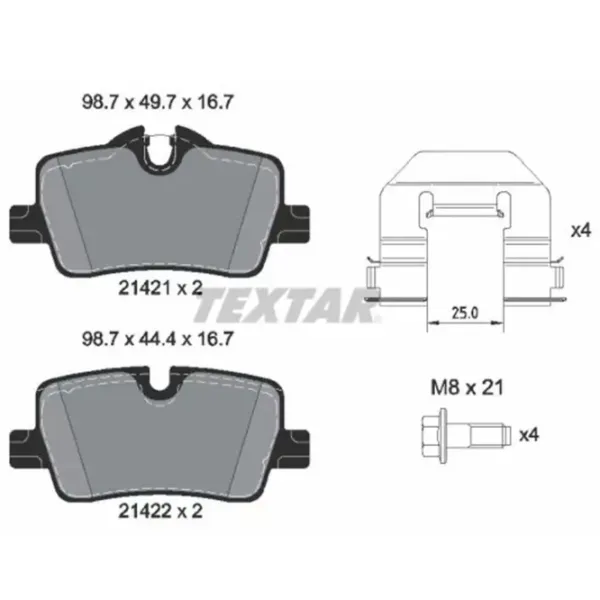 Тормозные колодки Textar 2142101 Задние / Дисковые  photo 2