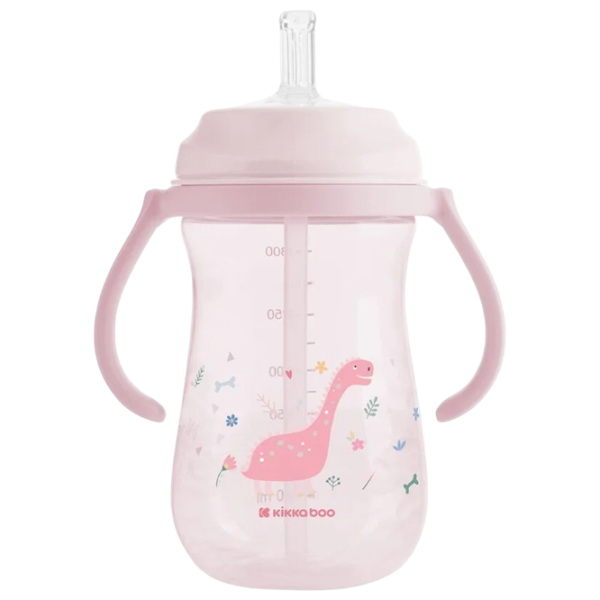 Бутылочка с соломинкой KikkaBoo Dino World 0.3л 8 месяцев / Полипропилен / Розовый photo 2
