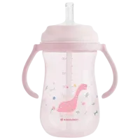 Sticluță cu pai KikkaBoo Dino World 0.3l 8 luni / Polipropilenă / Pink photo 2