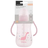 Sticluță cu pai KikkaBoo Dino World 0.3l 8 luni / Polipropilenă / Pink photo 3