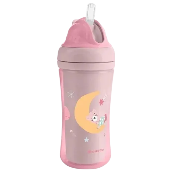 Бутылочка с соломинкой KikkaBoo Dino Moony Me 0.22л 8 месяцев / Силикон / Розовый photo 3