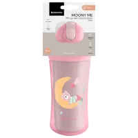 Sticluță cu pai KikkaBoo Dino Moony Me 0.22l 8 luni / Silicon / Pink photo 4