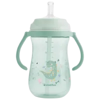 Sticluță cu pai KikkaBoo Dino World 0.3l 8 luni / Polipropilenă / Green photo 2
