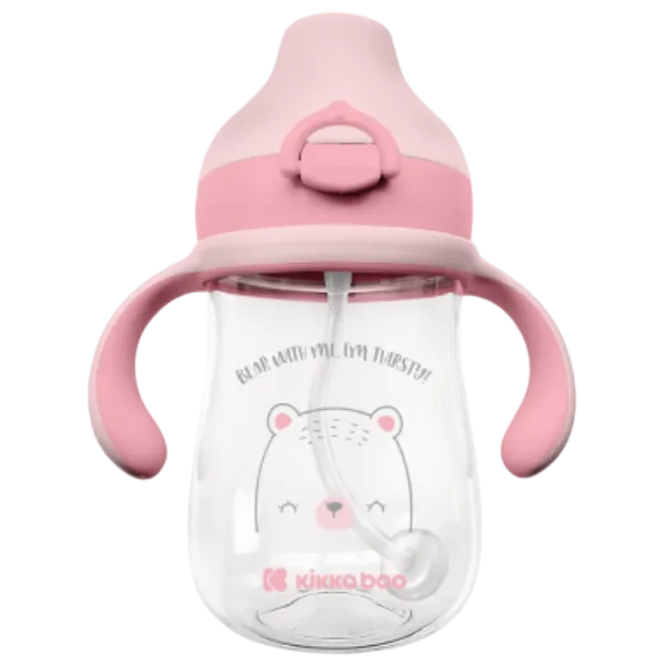 Бутылочка с соломинкой KikkaBoo Bear With Me 0.3л 6 месяцев / Тритан / Розовый photo 1