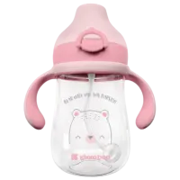 Бутылочка с соломинкой KikkaBoo Bear With Me 0.3л 6 месяцев / Тритан / Розовый