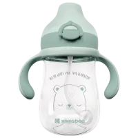Sticluță cu pai KikkaBoo Bear With Me 0.3l 6 luni / Tritan / Mint