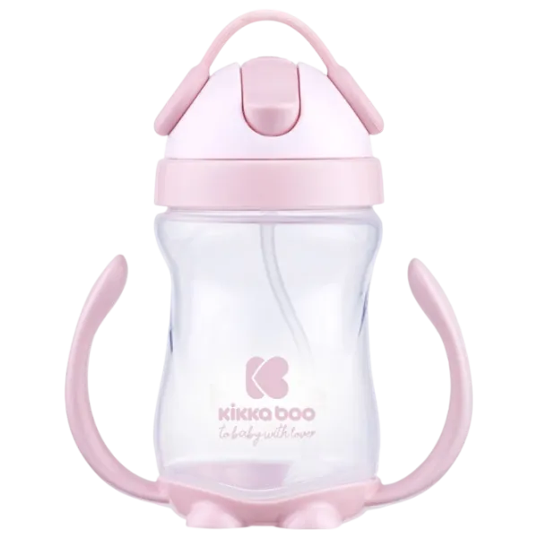 Sticluță cu pai KikkaBoo 31302030045 0.3l 12 luni / Silicon / Pink photo 1