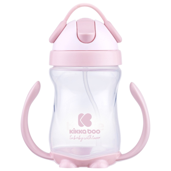 Sticluță cu pai KikkaBoo 31302030045 0.3l 12 luni / Silicon / Pink photo 1