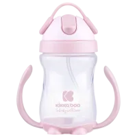 Sticluță cu pai KikkaBoo 31302030045 0.3l 12 luni / Silicon / Pink