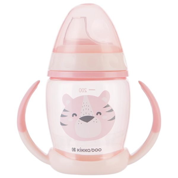 Sticluță cu pai KikkaBoo Happy Face 0.2l 8 luni / Polipropilenă / Pink photo 1