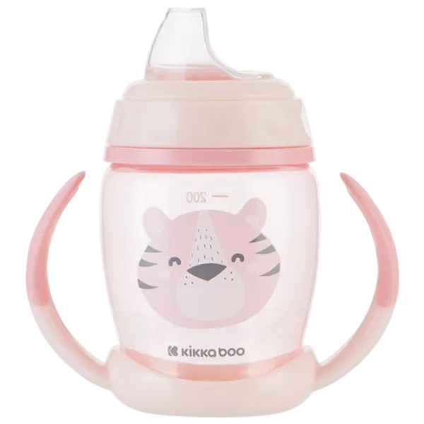 Sticluță cu pai KikkaBoo Happy Face 0.2l 8 luni / Polipropilenă / Pink photo 2
