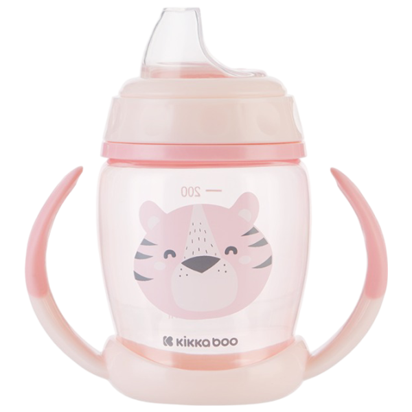 Sticluță cu pai KikkaBoo Happy Face 0.2l 8 luni / Polipropilenă / Pink photo 2
