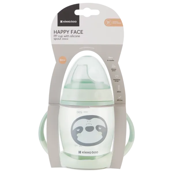 Бутылочка с соломинкой KikkaBoo Happy Face 0.2л 8 месяцев / Полипропилен / Мятный photo 3