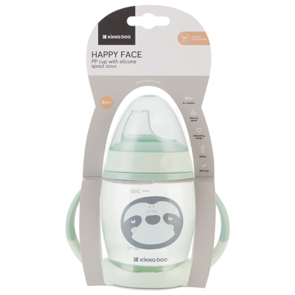 Бутылочка с соломинкой KikkaBoo Happy Face 0.2л 8 месяцев / Полипропилен / Мятный photo 3