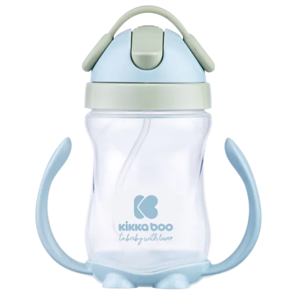 Sticluță cu pai KikkaBoo 31302030046 0.3l 12 luni / Silicon / Blue photo 1