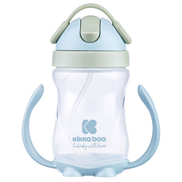 Sticluță cu pai KikkaBoo 31302030046 0.3l 12 luni / Silicon / Blue photo 1