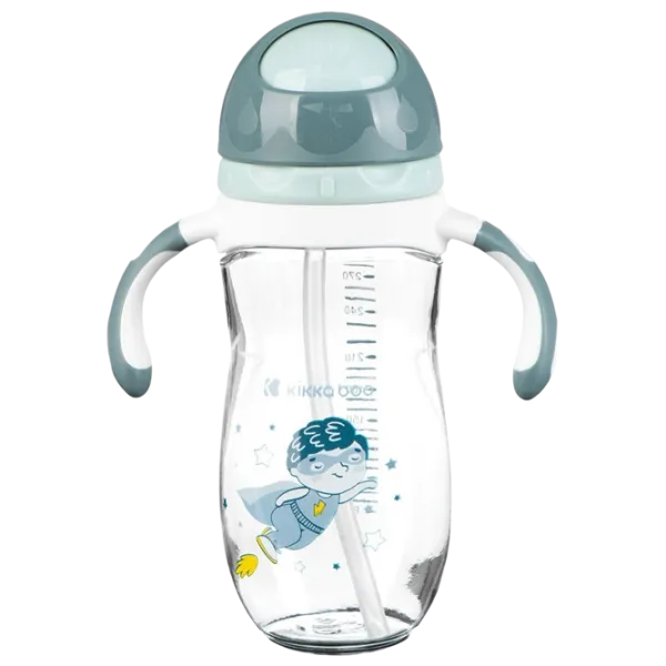 Sticluță cu pai KikkaBoo Superboy 0.3l 12 luni / Tritan / Blue photo 1