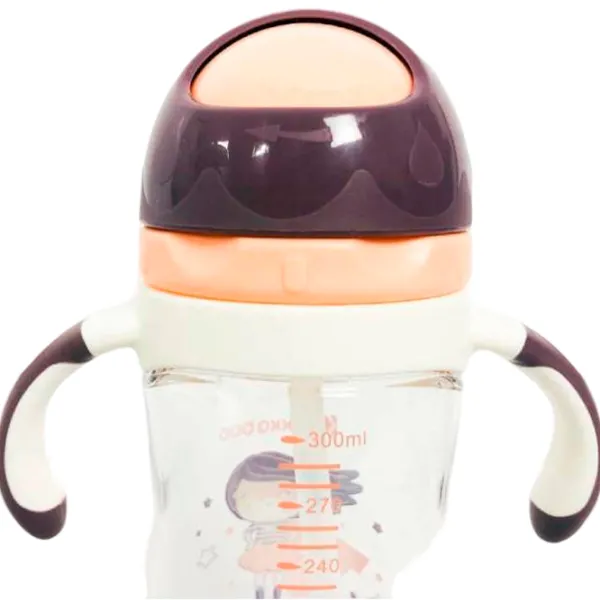 Sticluță cu pai KikkaBoo Supergirl 0.3l 12 luni / Tritan / Purple photo 3