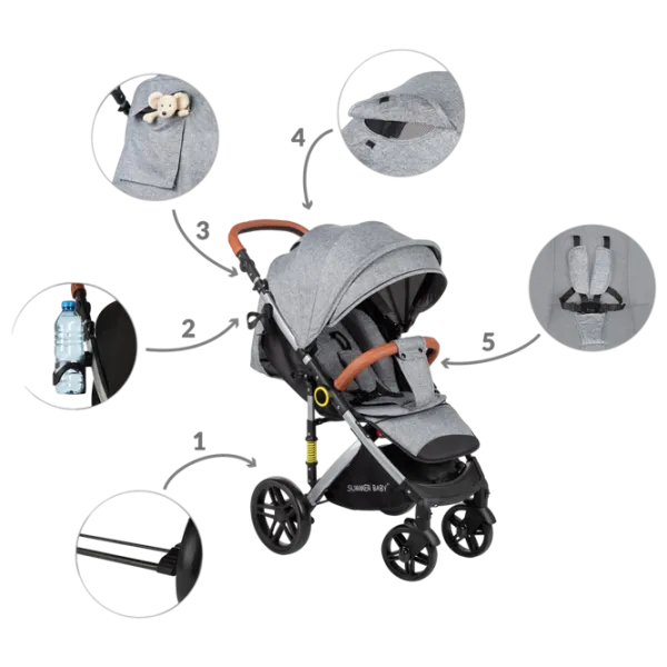 Cărucior pentru copil Summer Baby Sempre 00-00889168/ Gray photo 7 Cărucior pentru copil Summer Baby Sempre 00-00889168/ Gray photo 7