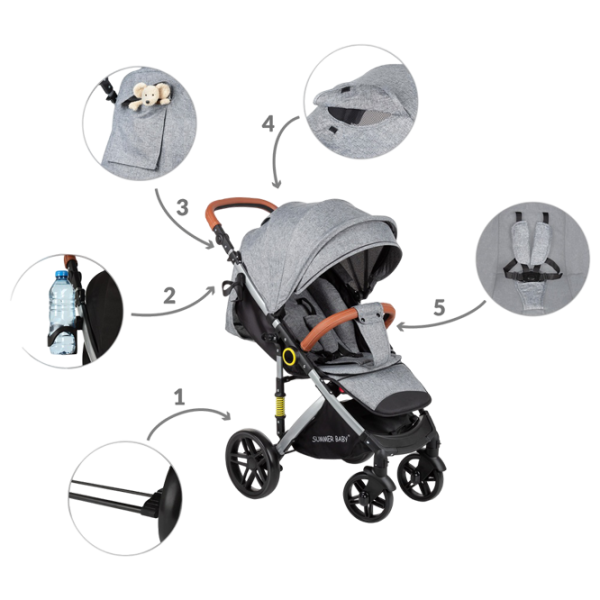 Cărucior pentru copil Summer Baby Sempre 00-00889168/ Gray photo 7 Cărucior pentru copil Summer Baby Sempre 00-00889168/ Gray photo 7