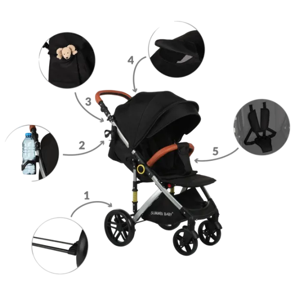 Cărucior pentru copil Summer Baby Sempre 00-00889169/ Black photo 7 Cărucior pentru copil Summer Baby Sempre 00-00889169/ Black photo 7